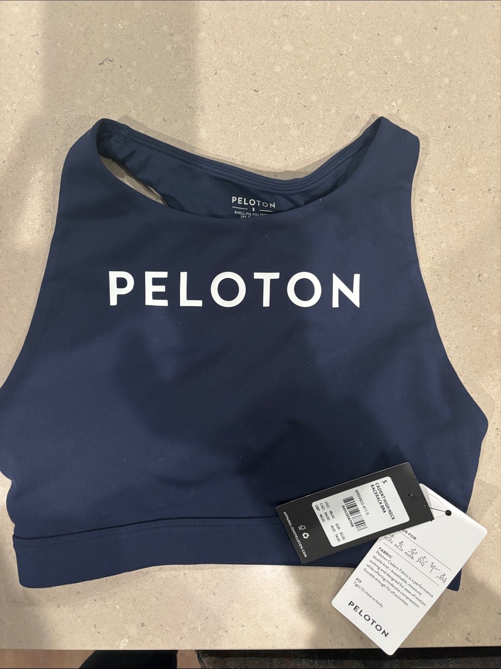 NWT Peloton Navy High-Neck Logo Sports Bra Size Small